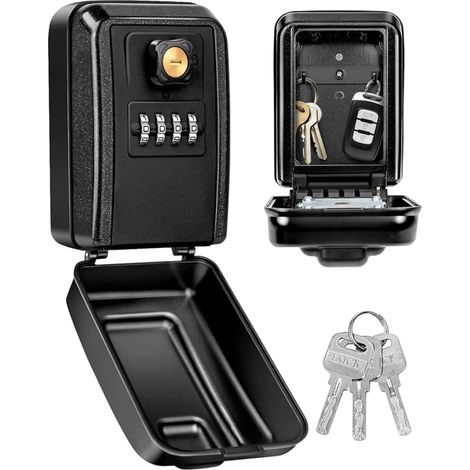 Boite a Clefs Securisee Exterieur, Boite à clés sécurisée Etanche à l'eau et à la Rouille,Porte Clef Mural avec Code à 4 Chiffres pour Maison, Garage, École (1/5)