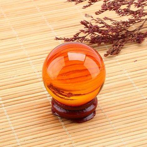 Boule en Quartz Ambré Naturel Rare d'Asie, 40mm avec Support, Sphère Cristal de Guérison (1/5)