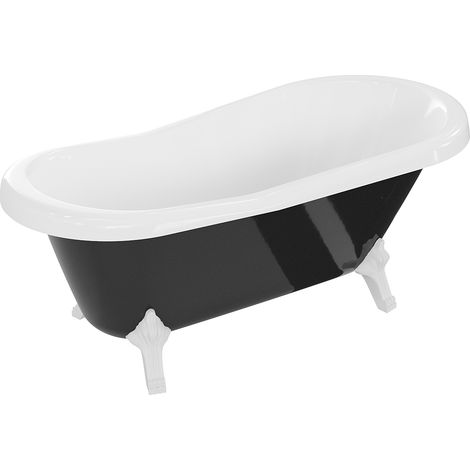Mexen Retro freistehende Badewanne 150 x 73 cm, Weiß/Schwarz, weiße Beine - 53251507375-20