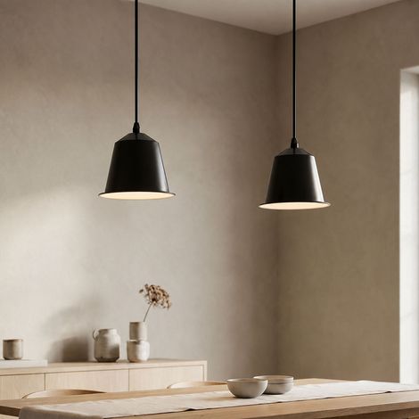 Lot de 2 suspensions LED pour salon, couloir et plafond, noir GU10 (1/5)