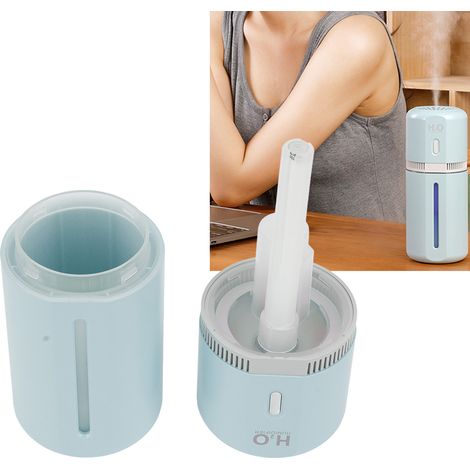 180-ml-Zerstäuber-Luftbefeuchter, Auto-Luftbefeuchter, Mini-Luftbefeuchter für unterwegs, Luftbefeuchter mit Umgebungslicht, USB-betrieben, blau. (1/5)