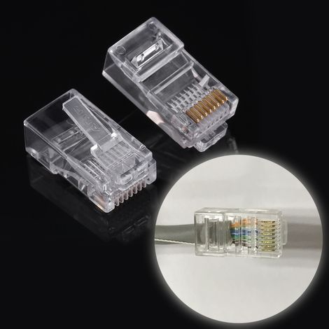 100 Embouts RJ45 8P8C pour Câbles Cat5/Cat5e - Connecteurs Modulaires Réseau (1/3)