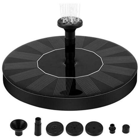 Fontaine solaire avec 6 buses pour le jardin, 7 V 1,5 W, fontaines solaires flottantes pour bain d'oiseaux, piscine, terrasse, étang et aquarium (1/5)