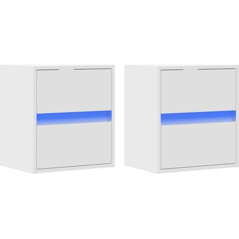 Mueble de TV de pared estante multimedia aparador de televisión TV comedor salón dormitorio con luces LED 2 piezas 41 x 31 x 45 cm blanco 020029106