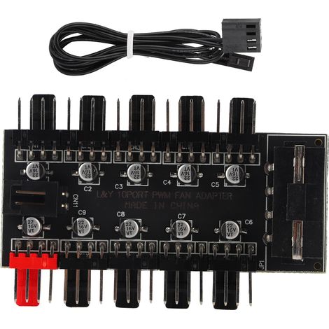 Hub de ventilateurs de boîtier PC à 10 canaux avec connecteur PWM à 4 broches pour cartes mères (1/5)