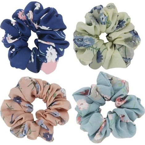 Hair Scrunchies - ZERODIS - Model LC044 - Reusable - Chiffon Elastic Bands - 4 Pieces (1/4)