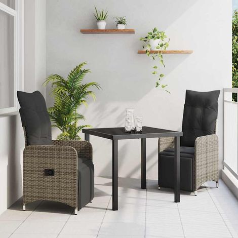 vidaXL Garten Essgruppe 3 pcs Grau Poly-Rattan (1/5)