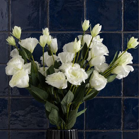 Pack of 6 x 80cm Artificial White Wild Rose Stem - 36 Flowers - Premium Quality (1/5)