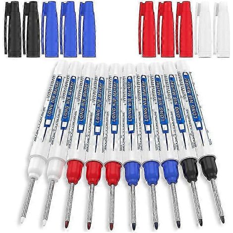 Lot de 10 marqueurs pour trous profonds, marqueurs multi-usages à pointe longue pour une utilisation en menuiserie, plastique, métal et verre. (1/5)