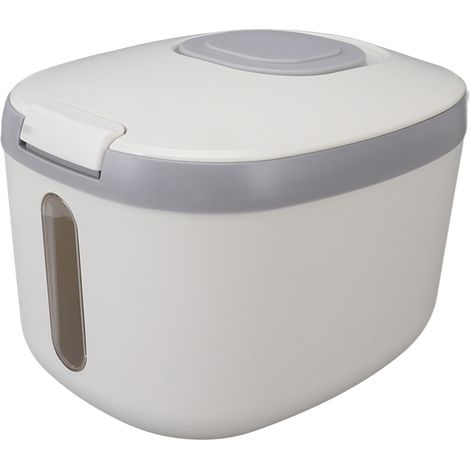 Boîte à riz hermétique, anti-insectes et inodore avec fenêtre transparente pour grains, sucre et farine, gris, taille S (5 kg/11 lb) (1/5)