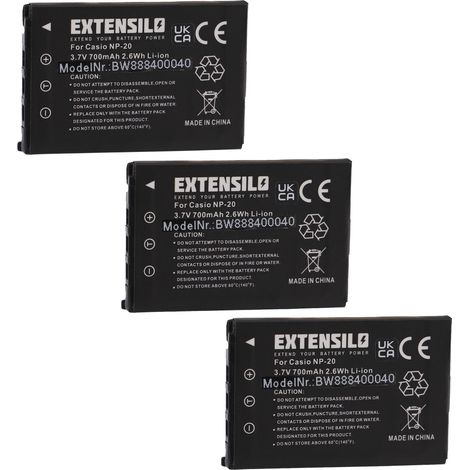 EXTENSILO 3x Akku kompatibel mit Easypix W510 Unterwasserkamera Kamera (700 mAh, 3,7 V, Li-Ion) (1/4)