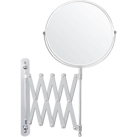 Miroir mural rétractable chromé à rotation 360° - Grossissement x3 - 17 cm (1/5)