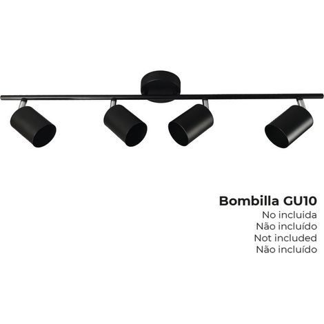 Spot à 4 projecteurs EDM - 50W - GU10 - Noir - Ampoule non incluse (1/3)