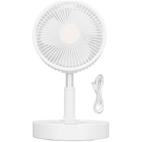 Ortviai Ventilateur pliable et télescopique rechargeable 4 vitesses, hauteur réglable (36–99 cm), batterie 3600 mAh, silencieux (45 dB) (1/5)