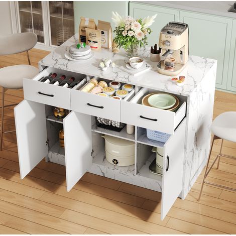 Küchentisch mit Stauraum und Barbereich 120x60 cm MDF OKMYHOME (1/5)