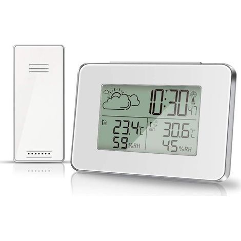 Wireless Weather Station with Outdoor Sensor – Indoor/Outdoor Digital Thermometer and Hygrometer, Backlit LCD Screen (1/5)