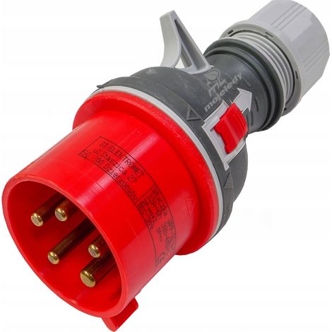 Fiche portable 32 A 5 pôles - Rouge - IP44 - Triphasée - Connexion robuste - Matériaux de haute qualité (1/5)