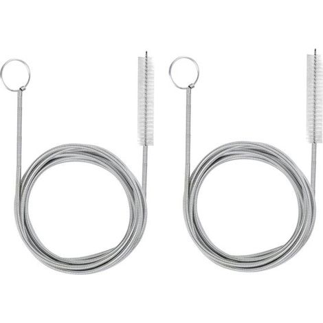 Set di 2 spazzole per la pulizia degli scarichi in acciaio inox per frigoriferi, spazzola flessibile per la pulizia degli scarichi, pulizia efficace dei tubi, 1,5 m con setole in nylon (1/5)