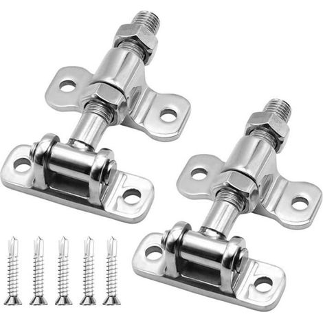 Lot de 2 charnières de portail réglables M16 x 105 mm - Charnières robustes avec 5 vis M4,8 - En acier inoxydable - Multi CHARNIERE (1/5)