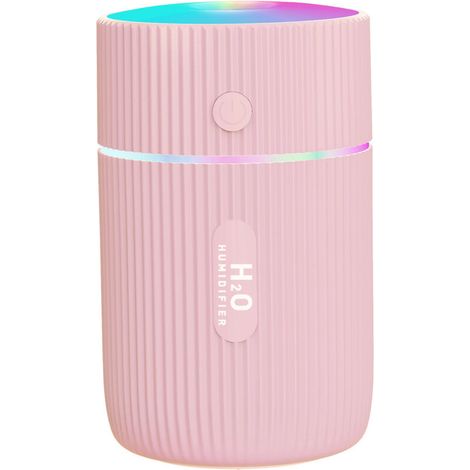 SABIR Humidificateur d'air, Mini Humidificateur Ultrasonique,avec 2 Mode Brume Réglable, Arrêt Automatique et Veilleuse Colorée, USB Humidificateur Portable pour Auto Maison Bureau Chambre (Rose) (1/5)
