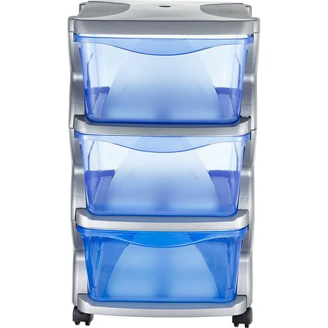 Commode fonctionnelle - L 40 x l 36 x H 62 cm - Bleu - Livraison gratuite (1/3)