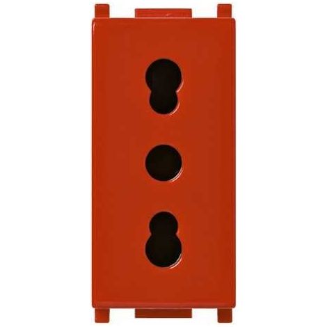 14203.R Enchufe 2P+T 16A P17/11 Rojo Plana