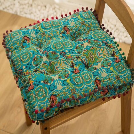 Coussin de Sol Coussin Chaise Style Boho, Jardin Coussin Sol Tatami pour Yoga Méditation Tea Party Balcon Salon Enfant Adultes (Carré -Vert)