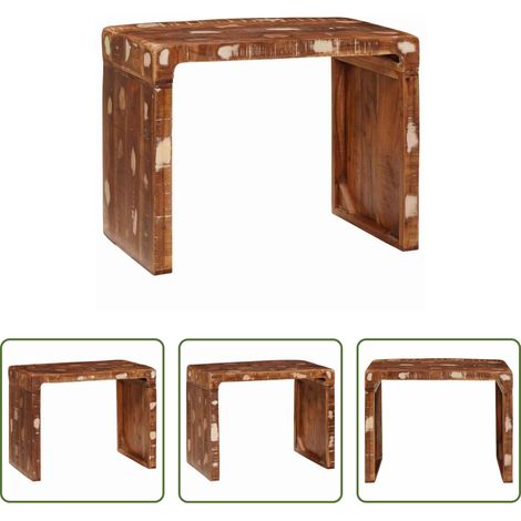 Holzbeistelltisch - Beistelltisch Braun 60 x 35 x 46 cm Massives upgecyceltes Holz (1/5)
