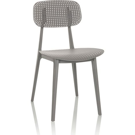 Chaise visiteur / chaise de jardin ARTIFO HOL Plastique gris hjh OFFICE (1/5)