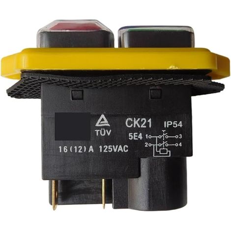 CK21 Interrupteur à Bouton-Poussoir électromagnétique étanche 4 Broches interrupteurs clé Marche-arrêt 125V/250V 16 A (1/5)