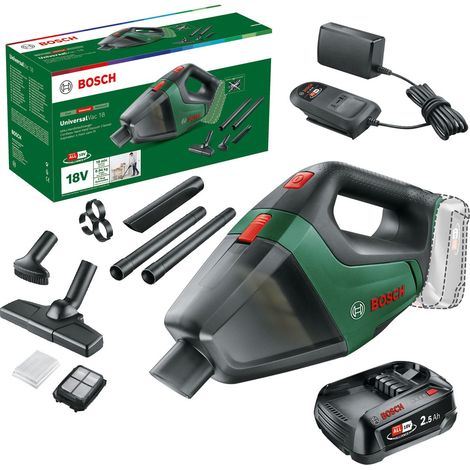 Bosch 06033B9102 18v Vacuum Cleaner UniversalVac + Nozzles + 2.5AH Battery Kit