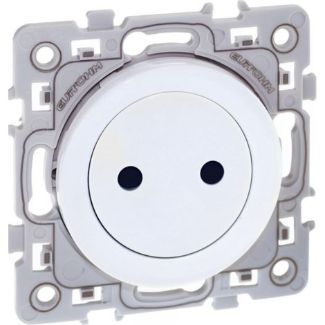 Prise 2P 16A affleurante NF avec griffes - SQUARE blanc - Eur'Ohm