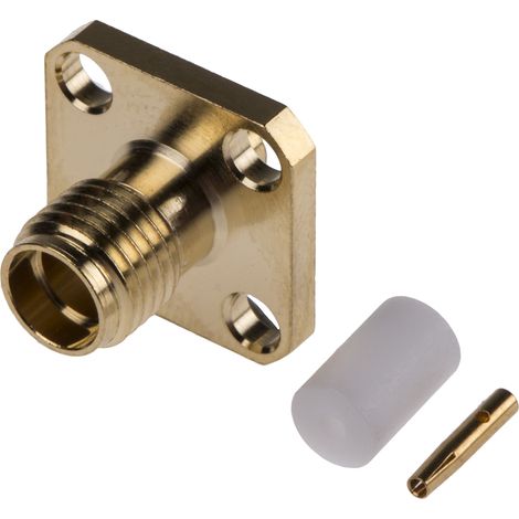 Connecteur coaxial RS PRO Femelle Droit, raccordement A souder 50O Montage sur Platine ( Prix pour 1 ) (1/2)
