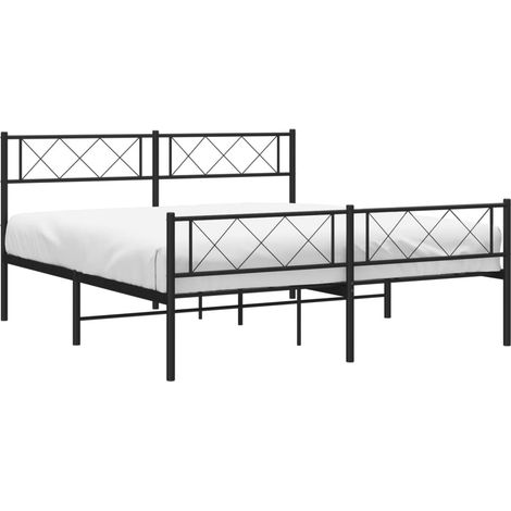 vidaXL Giroletto con Testiera e Pediera Metallo Nero 120x190 cm (1/4)