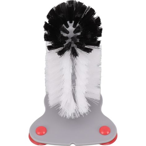 Brosse à ventouse murale en nylon et plastique pour le nettoyage des verres et tasses à vin rouge, mains libres. (1/5)