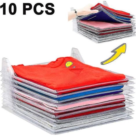 Set mit 10 faltbaren Kleiderschrankpaneelen, T-Shirt-Organizern und Kleidertrennern. (1/5)