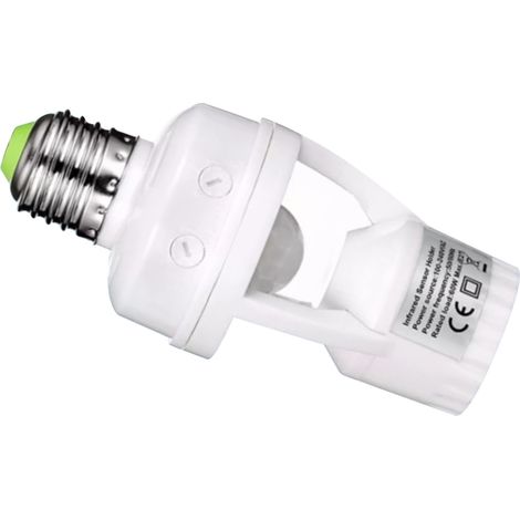 Interrupteur à détecteur de mouvement infrarouge pour ampoule à ampoule à vis réglable, idéal pour les couloirs et les ateliers. (1/5)