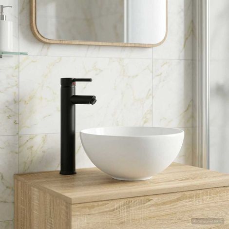 Lavabo de baño Negro Mate 32 x 32 x 13 cm Metal