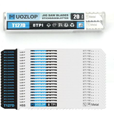 Lames de scie sauteuse T-shank HSS 20 pièces pour métal avec coffret (1/5)