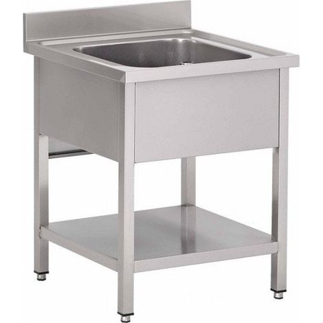 Plonge Inox 1 Évier (P)600 X (H)850 Mm Avec Dosseret Avec Tablette Intermédiaire Aisi 430 - Prodirest