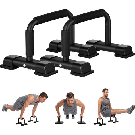 Barres parallèles en acier pour la musculation au poids du corps avec tapis antidérapant pour l'entraînement à domicile. 36 x 25 x 20 cm. noir (1/5)