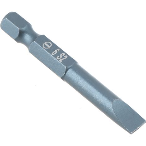 Lot de 10 embouts tournevis plat 1/4 pouce queue hexagonale 50mm acier allié S2 6,3x50mm SL6 (1/5)