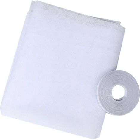 Moustiquaire fenetre-Filet d'écran anti-moustique auto-adhésif écran de cryptage bricolage Velcro, 130cm 150cm,Blanc (1/5)