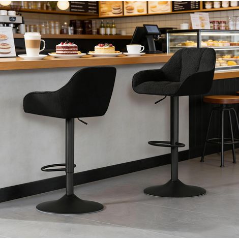 MEUBLIV Tabourets de bar 52 cm noir – pivotants réglables en hauteur, lot de 2 (1/5)