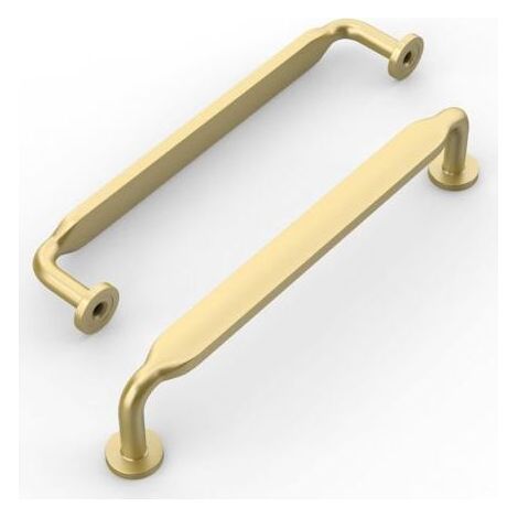 Lot de 10 poignées de meuble de cuisine en laiton brossé, 128 mm, en alliage de zinc, finition or mat, avec vis, pour bureaux, tiroirs, armoires et placards (1/5)