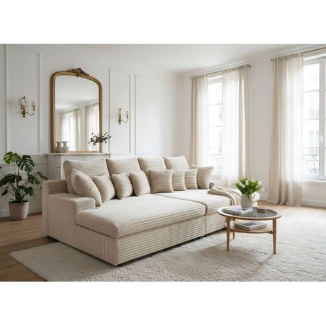 Bigsofa Couchgarnitur AROSA Megasofa in Stoff Tilia Beige
