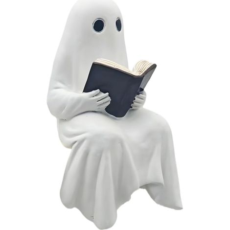 Décor de Fantôme pour Halloween Statue De Fantôme Lecteur en Résine Blanc Décoratif Mignon Décoration Centre de Table pour Bureau Salon Chambre Salle de Séjour Pots de Fleurs (1/5)