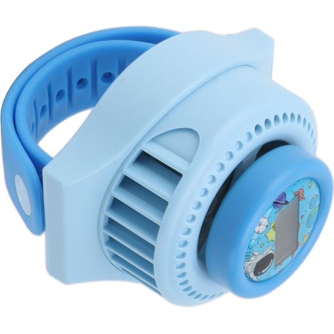 Ventilateur horloge à 3 vitesses, réglable, rechargeable par USB, silencieux, motif enfant, pour une utilisation intérieure et extérieure, idéal pour le bureau et les voyages. (1/5)