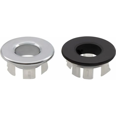 VURAHOME - 2 Pièces Anneau de Débordement D'évier, Garniture Évier de Trou Rond, Pièces de Rechange pour Trou de Drainage Couverc Rond pour évier de Cuisine Trou D'évier de Baignoire (Argent, Noir) (1/5)