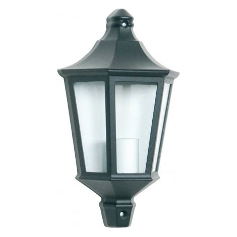 Demi applique extérieure 60W E27 en fonte d'aluminium noire – Indice de protection IP43 – Dimensions 19x33 cm pour éclairage extérieur (1/2)